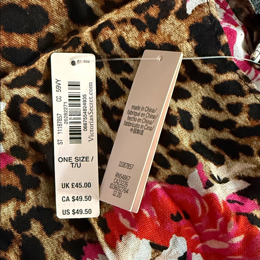 Leopard & Floral Print One-Size Scarf - Pink, Red, Black, Brown